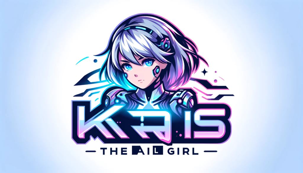 a horizontal logo for the title 'Future Girl Kris' or 'Kris the AI Girl', with a sleek, futuristic font that captures the essence of a sci-fi themed manga series.
